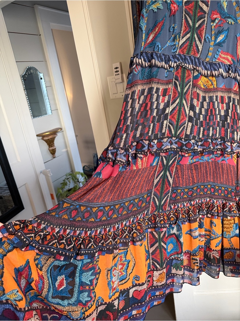 FARM Rio Blue Multi-Print Long Sleeve Maxi Dress - Picture 8 of 16